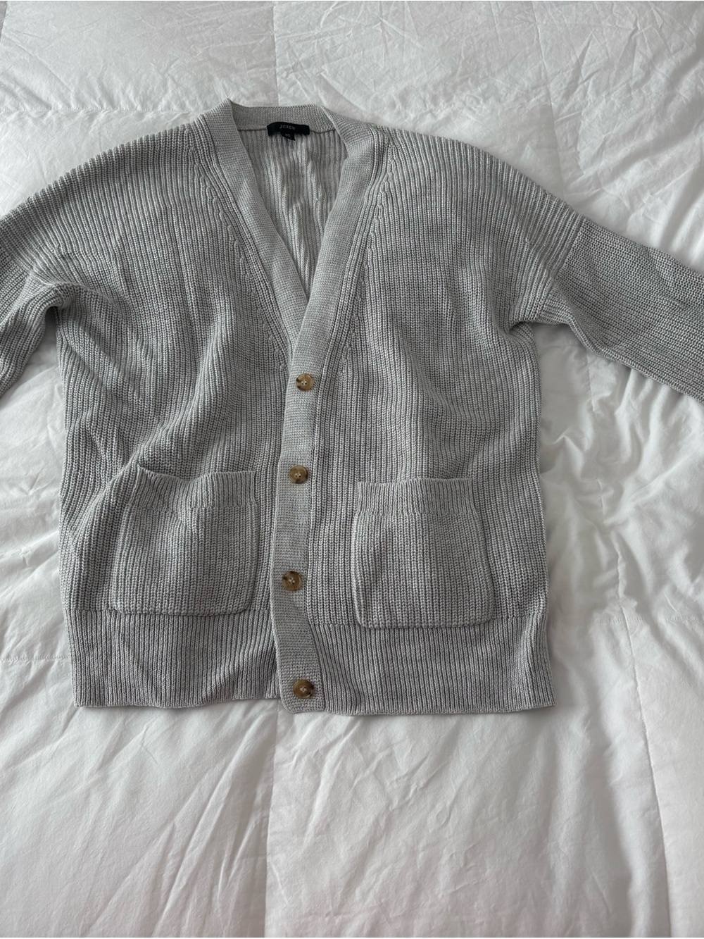 J.Crew light gray slouchy cotton cashmere blend cardigan sweater XS